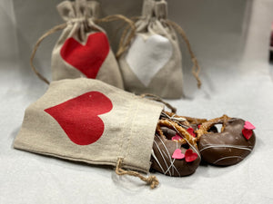 Heart Canvas Gift Bag with Pretzels