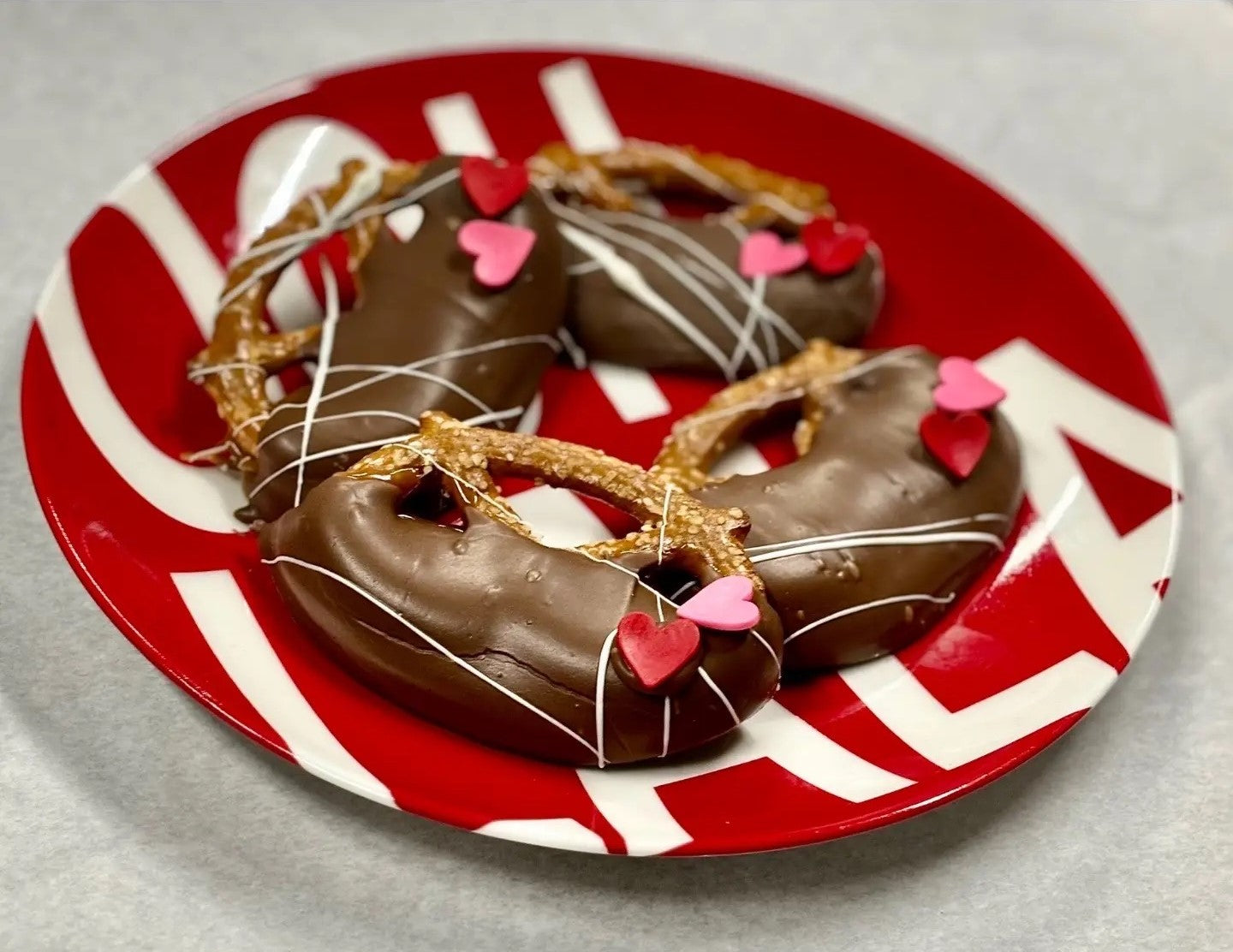 Heart Chocolate Caramel Pretzels